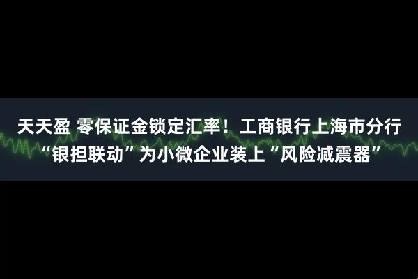 天天盈 零保证金锁定汇率！工商银行上海市分行“银担联动”为小微企业装上“风险减震器”